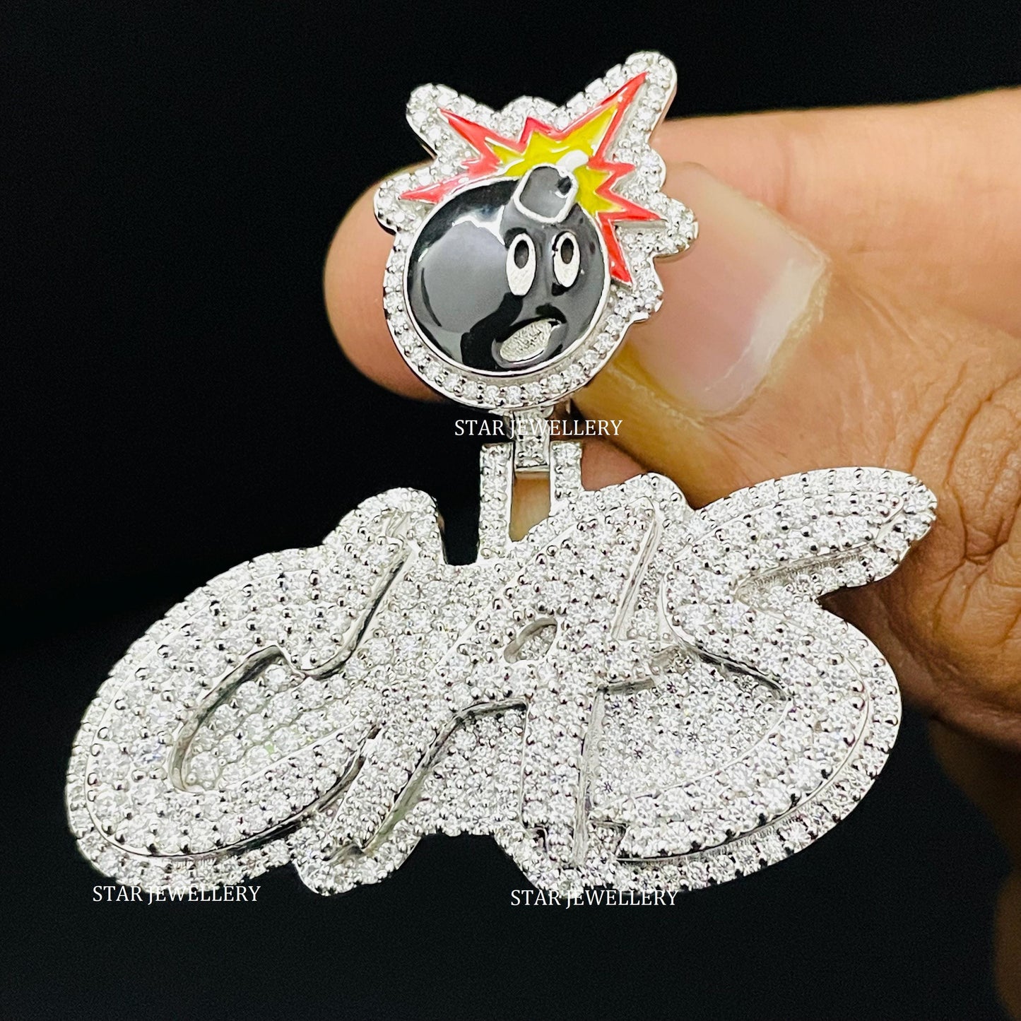 Custom Letter VVS Moissanite Pendant with Bomb Bail