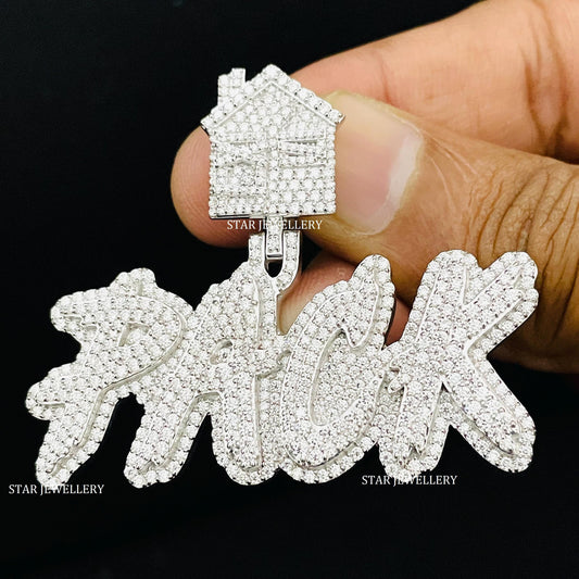 VVS Moissanite Custom Letter Pendant with Trap House Bail