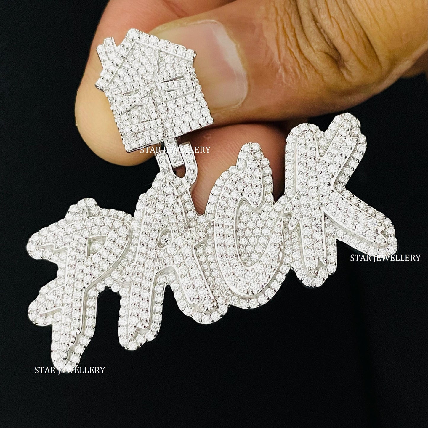 VVS Moissanite Custom Letter Pendant with Trap House Bail