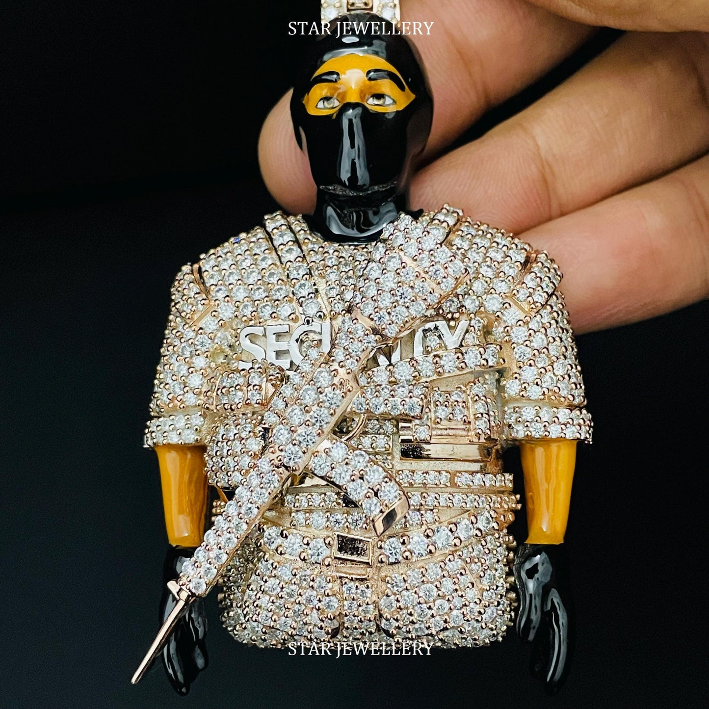 3D Enamel VVS Moissanite Iced Out Face Pendant