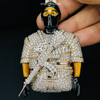 3D Enamel VVS Moissanite Iced Out Face Pendant