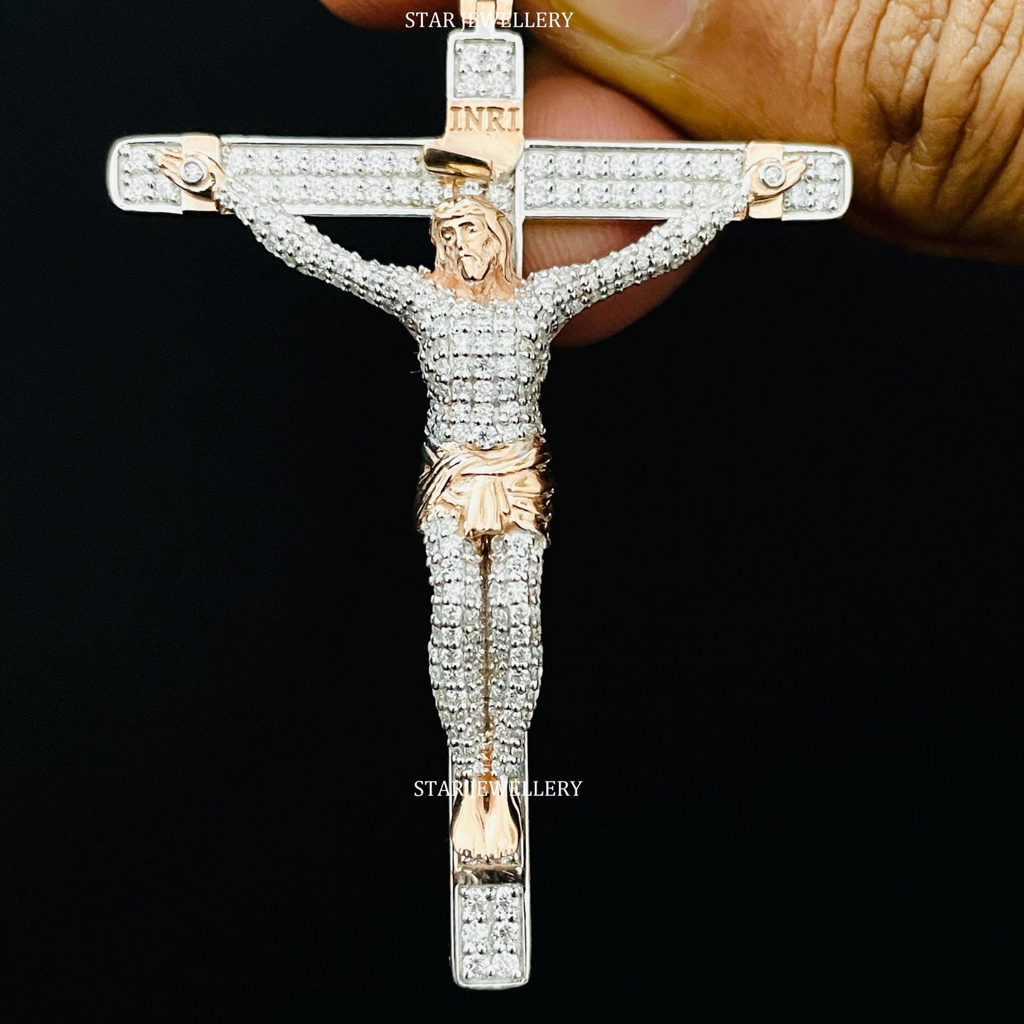 INRI VVS Moissanite Jesus Cross Pendant
