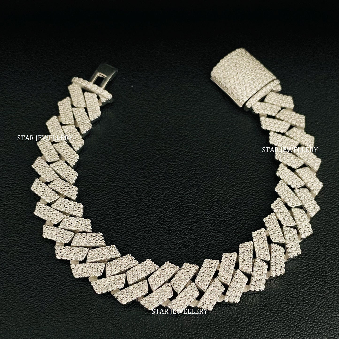 12 MM Wide VVS Moissanite Icedout Cuban Linked Bracelet