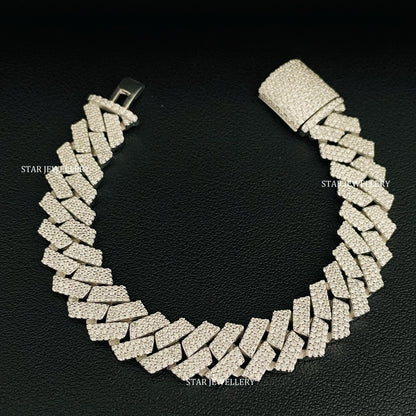 12 MM Wide VVS Moissanite Icedout Cuban Linked Bracelet
