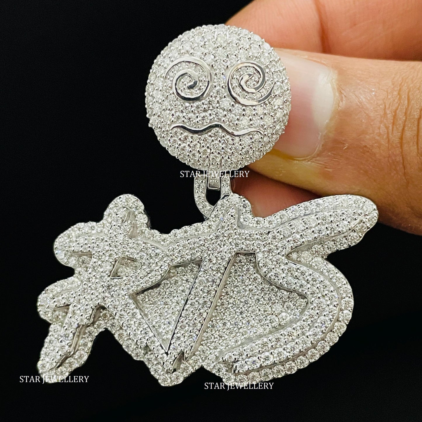 VVS Moissanite Custom Letter Icedout  Pendant with Emoji Bail