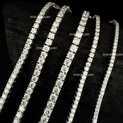2 mm - 4 mm VVS Moissanite Unisex Tennis Necklace Chain