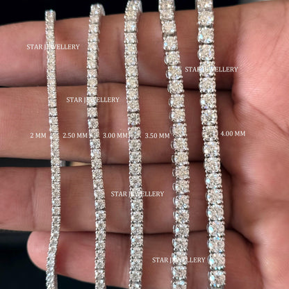 2 mm - 4 mm VVS Moissanite Unisex Tennis Necklace Chain