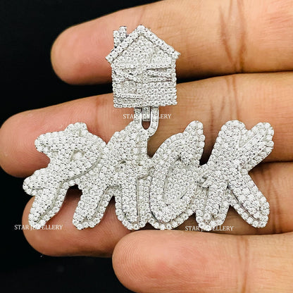 VVS Moissanite Custom Letter Pendant with Trap House Bail