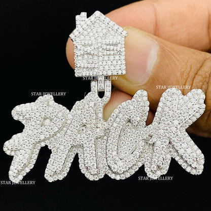 VVS Moissanite Custom Letter Pendant with Trap House Bail