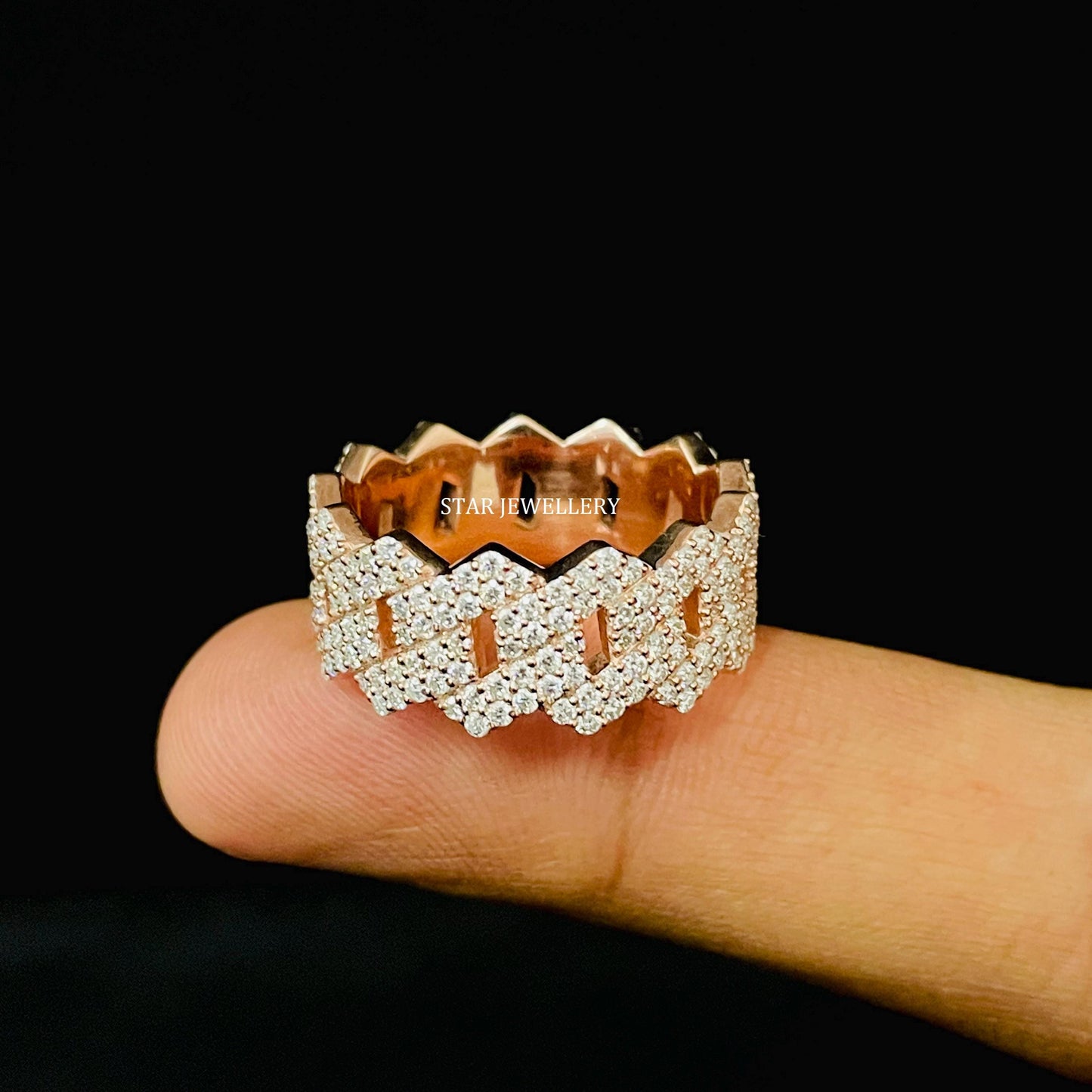 VVS Moissanite Cuban Link Ring