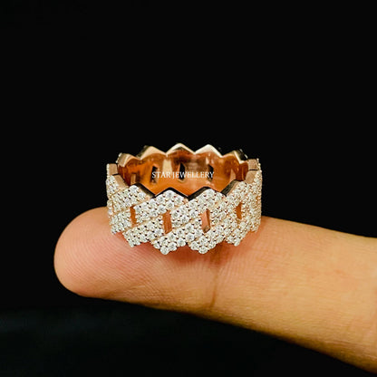 VVS Moissanite Cuban Link Ring