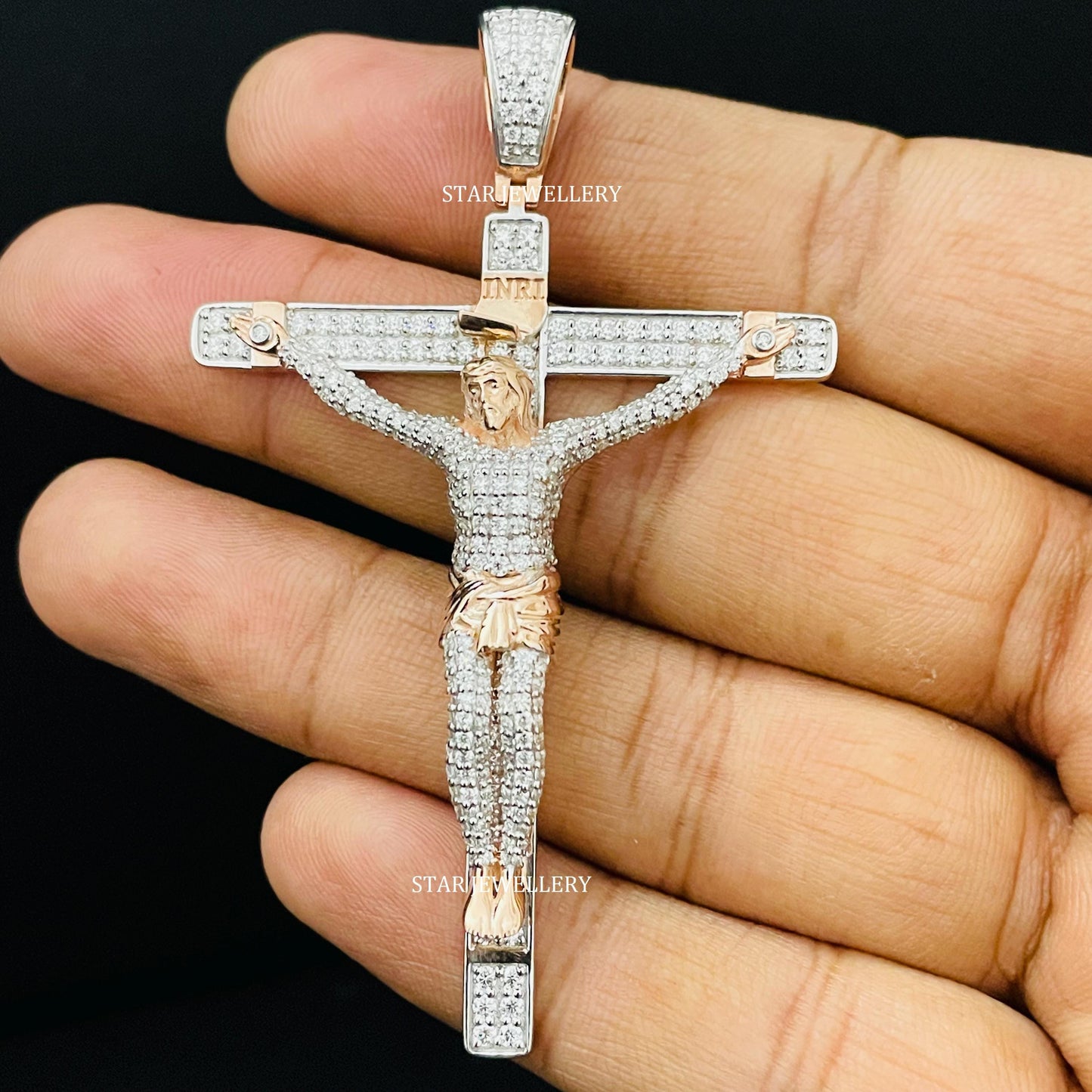 INRI VVS Moissanite Jesus Cross Pendant