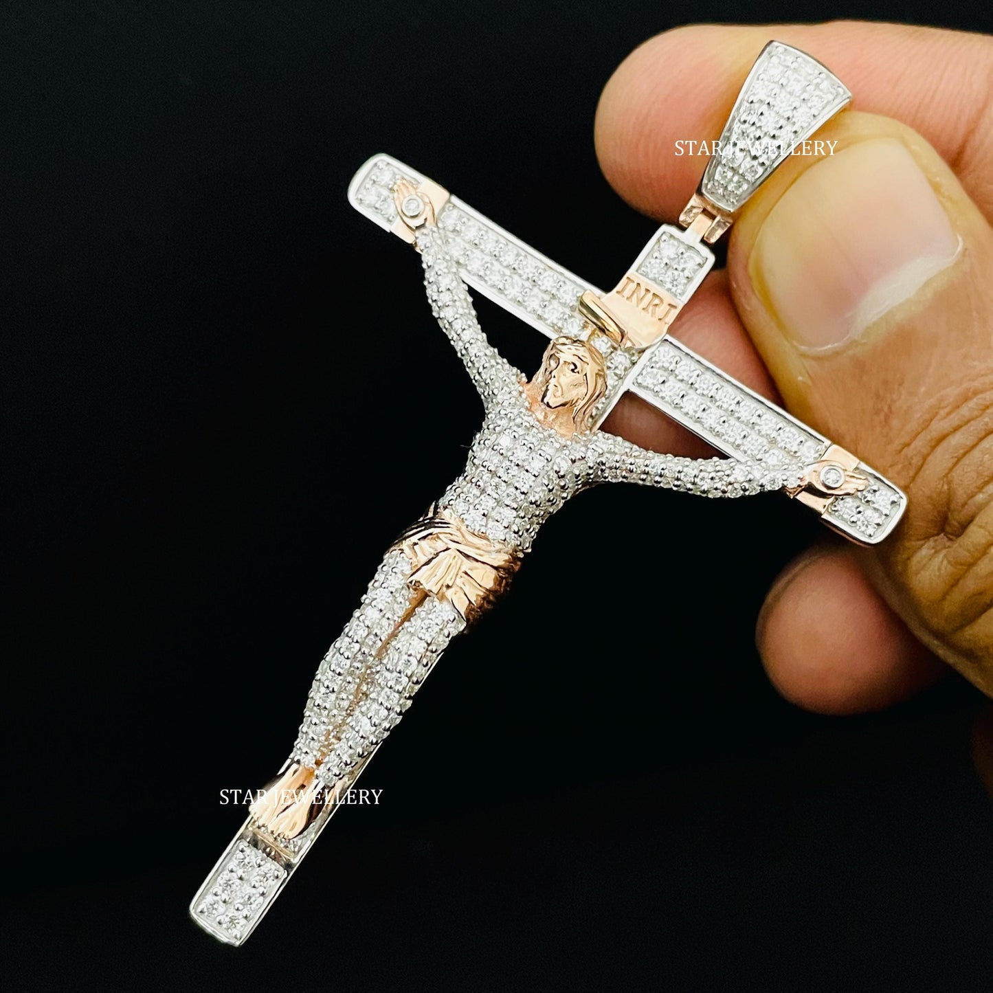 INRI VVS Moissanite Jesus Cross Pendant