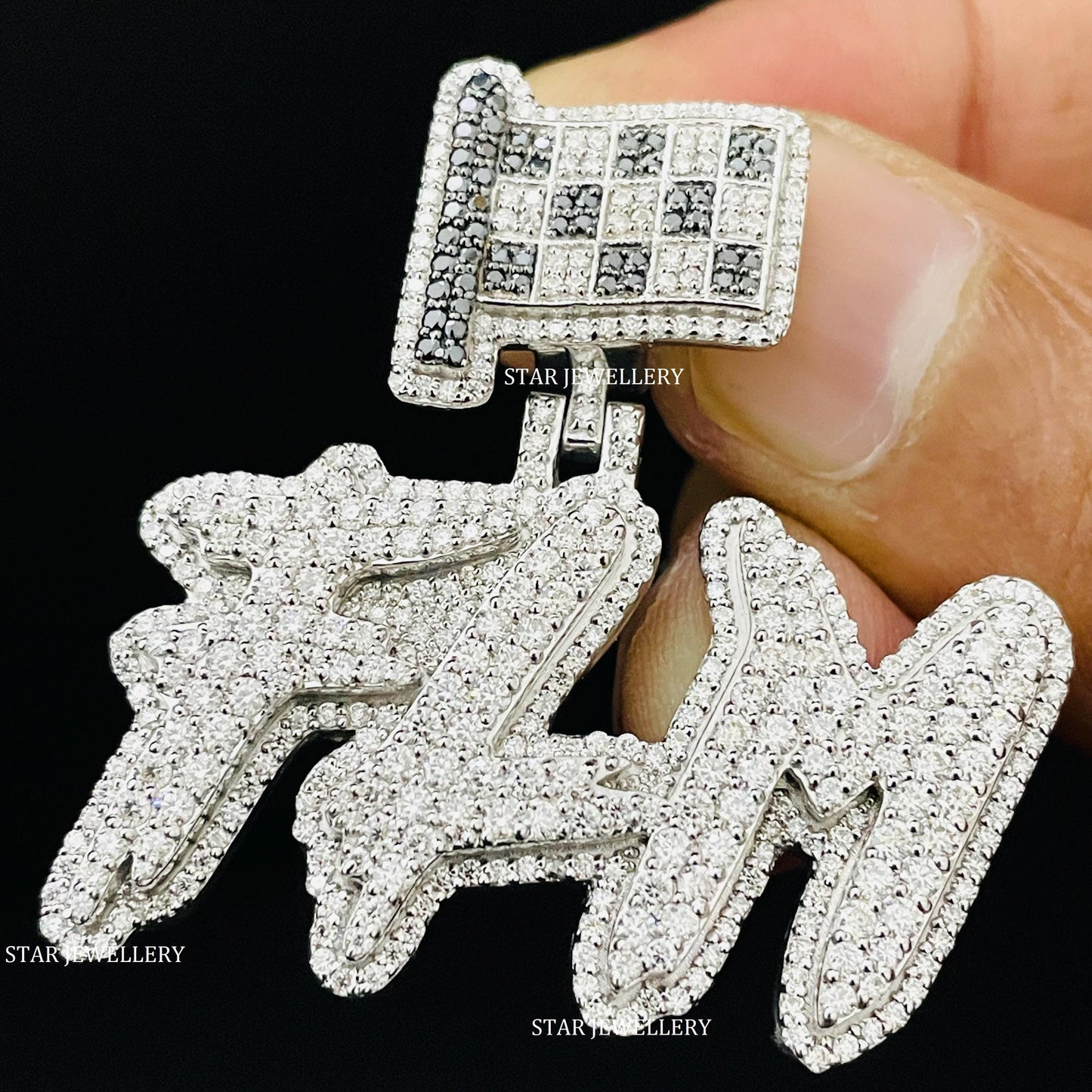VVS Moissanite Custom Letter Pendant with Custom Bail