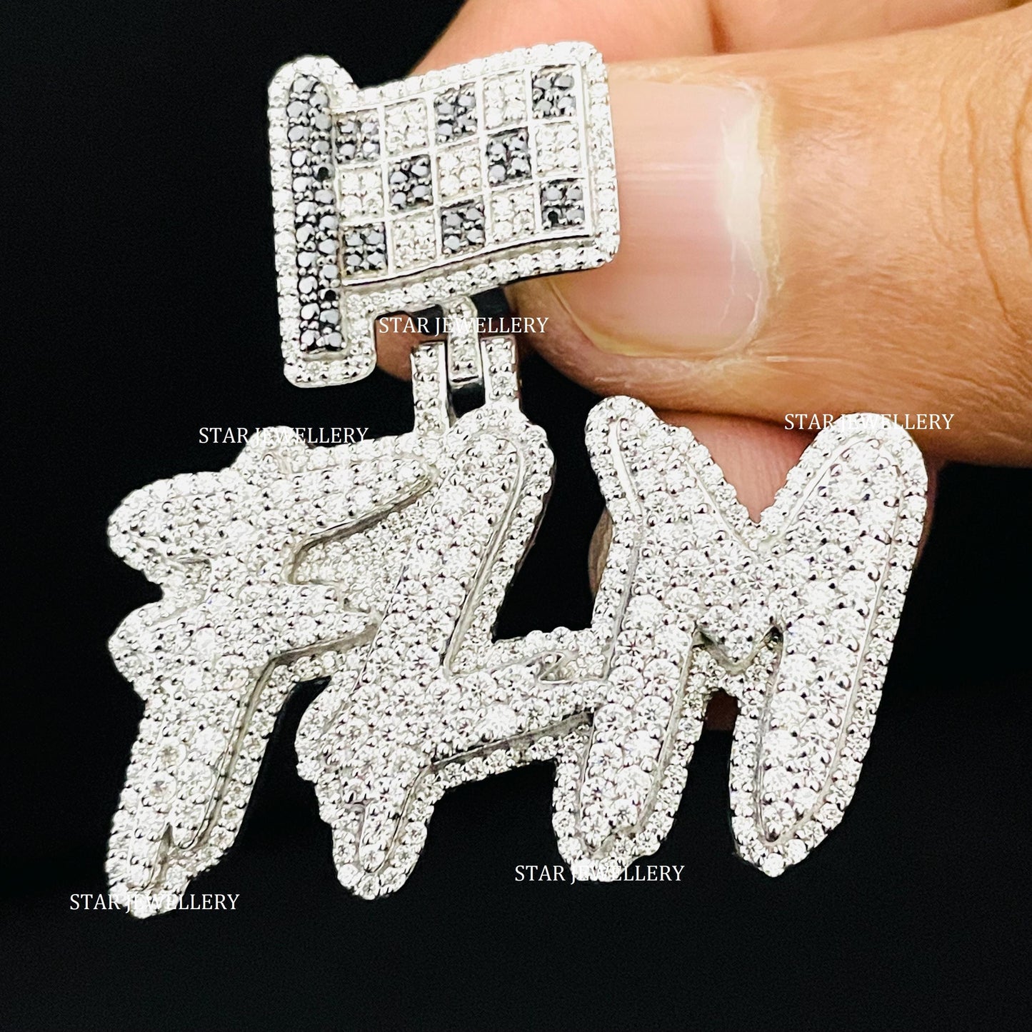 VVS Moissanite Custom Letter Pendant with Custom Bail