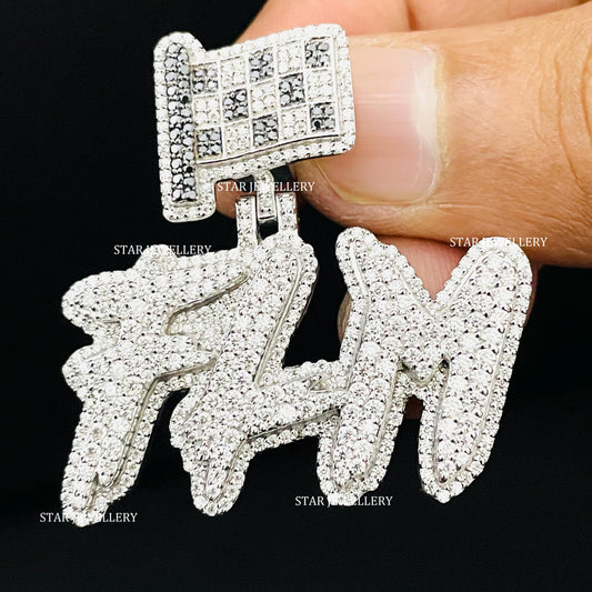 VVS Moissanite Custom Letter Pendant with Custom Bail