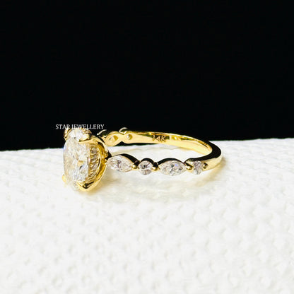 1.00 CT Oval Cut CVD Lab Grown Diamond Engagement Ring