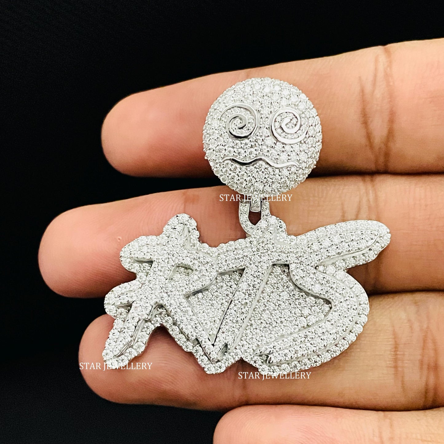 VVS Moissanite Custom Letter Icedout  Pendant with Emoji Bail