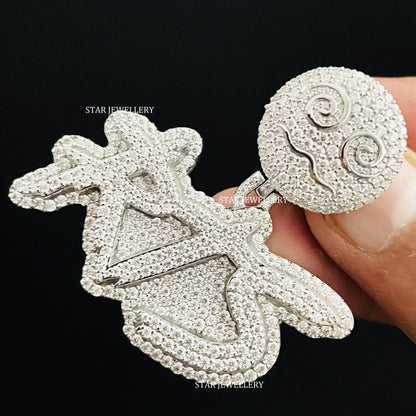 VVS Moissanite Custom Letter Icedout  Pendant with Emoji Bail