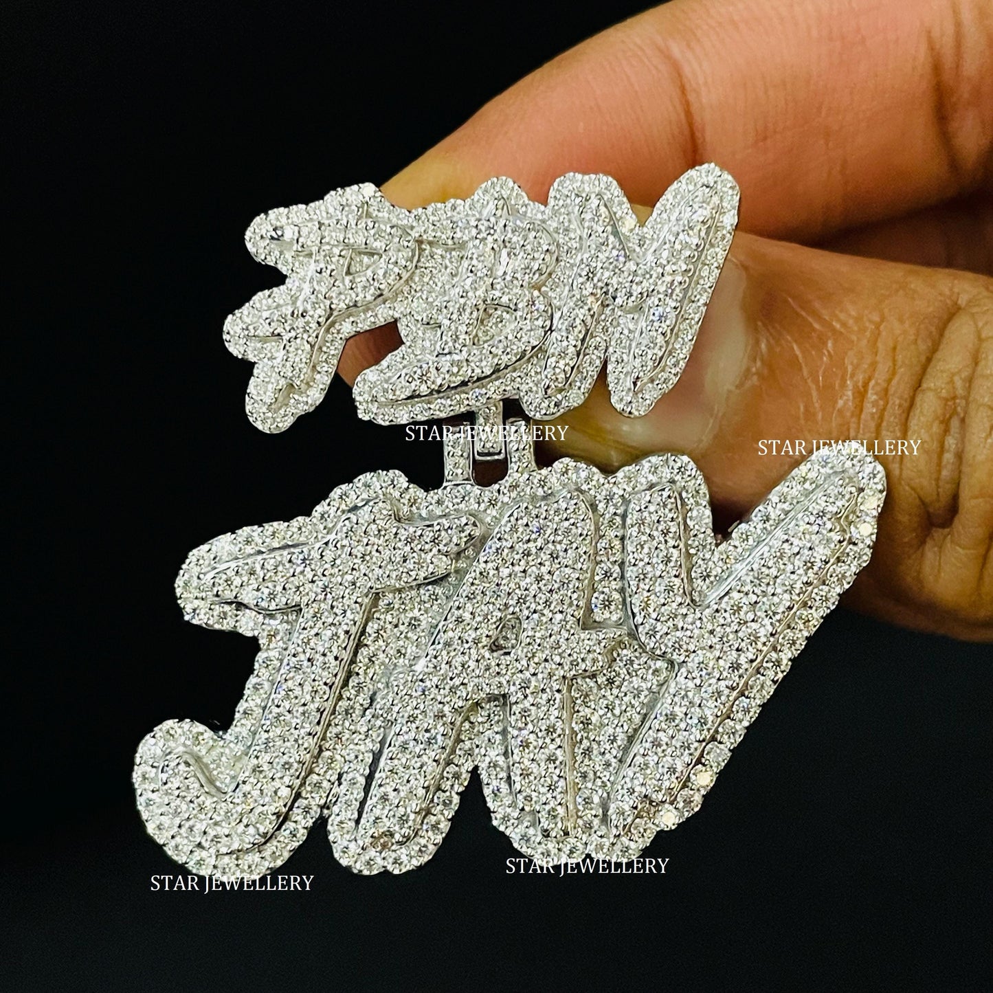 VVS Moissanite JAY Letter Pendant with Custom Bail