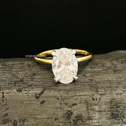 3.00 Ct IGI Certified Oval Cut Lab Grown Diamond Hidden Halo Ring