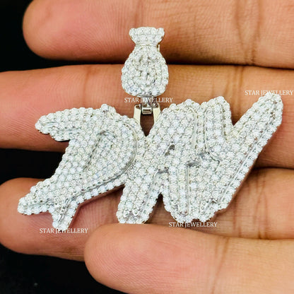 VVS Moissanite Custom Letter Pendant with Money Bag Bail