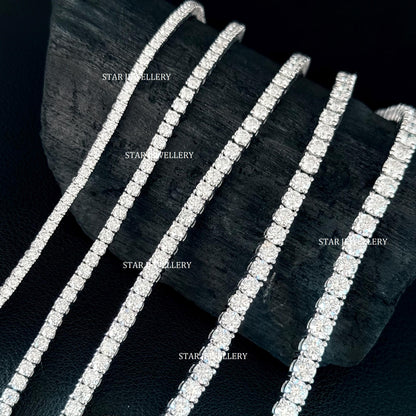 2 mm - 4 mm VVS Moissanite Unisex Tennis Necklace Chain