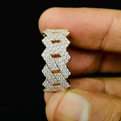 VVS Moissanite Cuban Link Ring