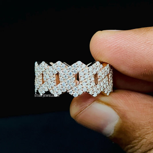 VVS Moissanite Cuban Link Ring