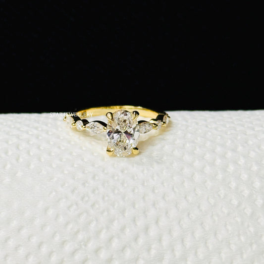 1.00 CT Oval Cut CVD Lab Grown Diamond Engagement Ring