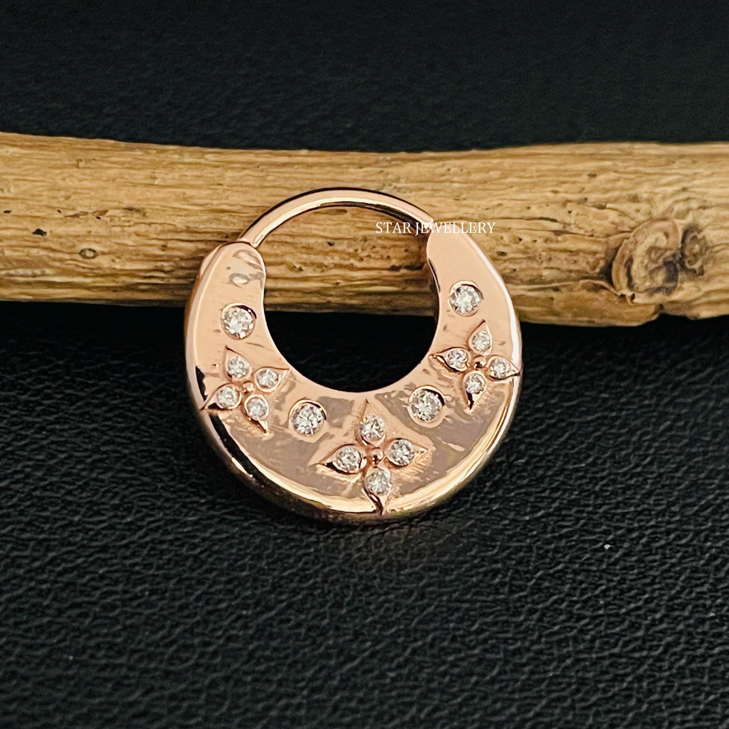 Solid Gold Flush Set Diamond Bridal Septum Piercing