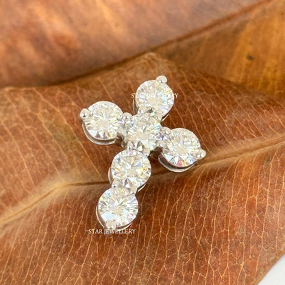 VVS Moissanite 1.00 Ct Each Stone Cross Pendant