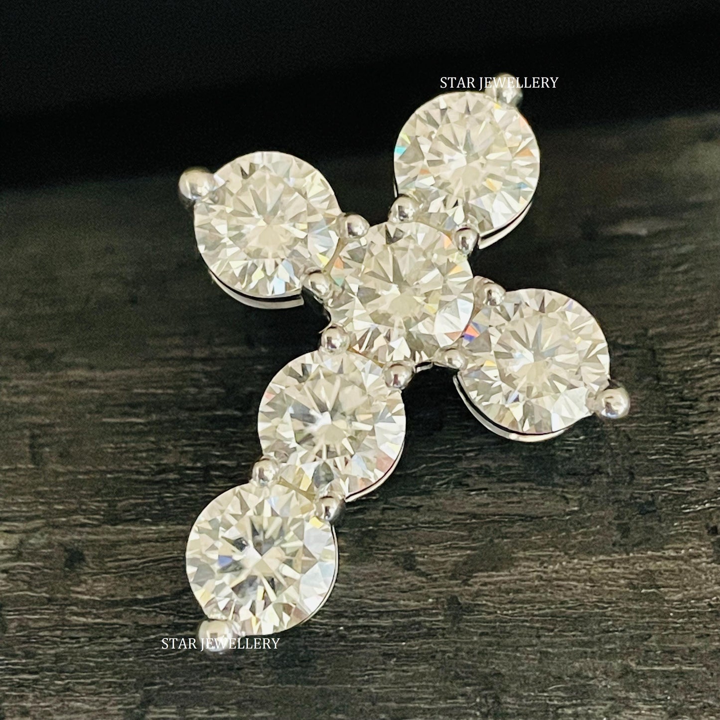 VVS Moissanite 1.00 Ct Each Stone Cross Pendant