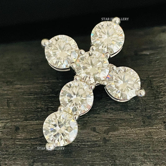 VVS Moissanite 1.00 Ct Each Stone Cross Pendant