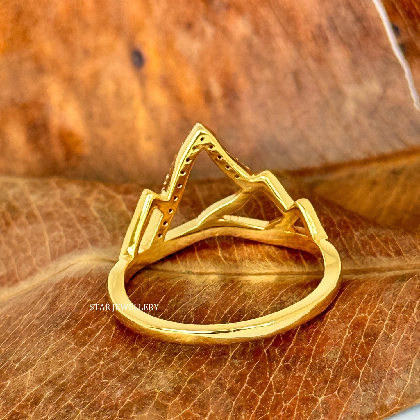 Solid Gold Mountain Diamond Ring