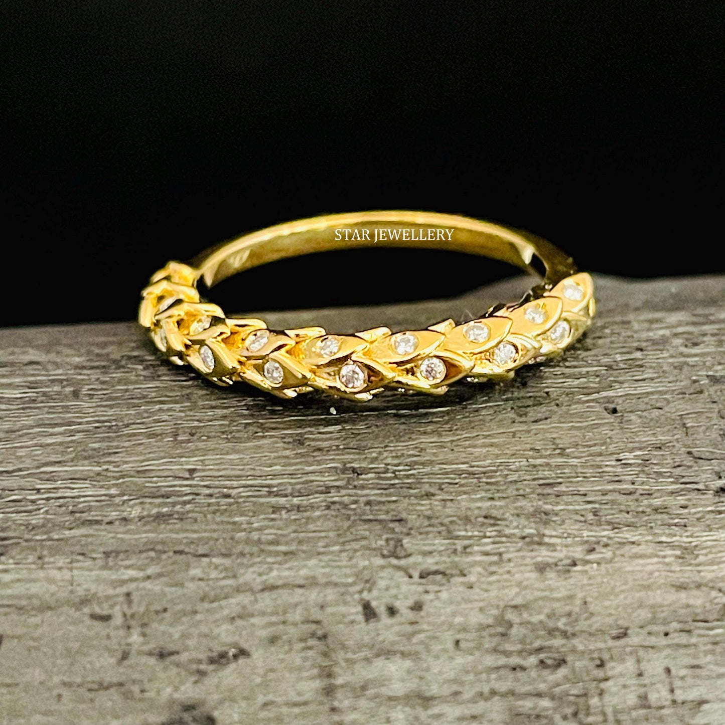 Solid Gold Layering Natural Diamond Ring