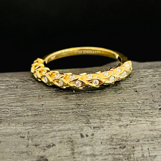 Solid Gold Layering Natural Diamond Ring