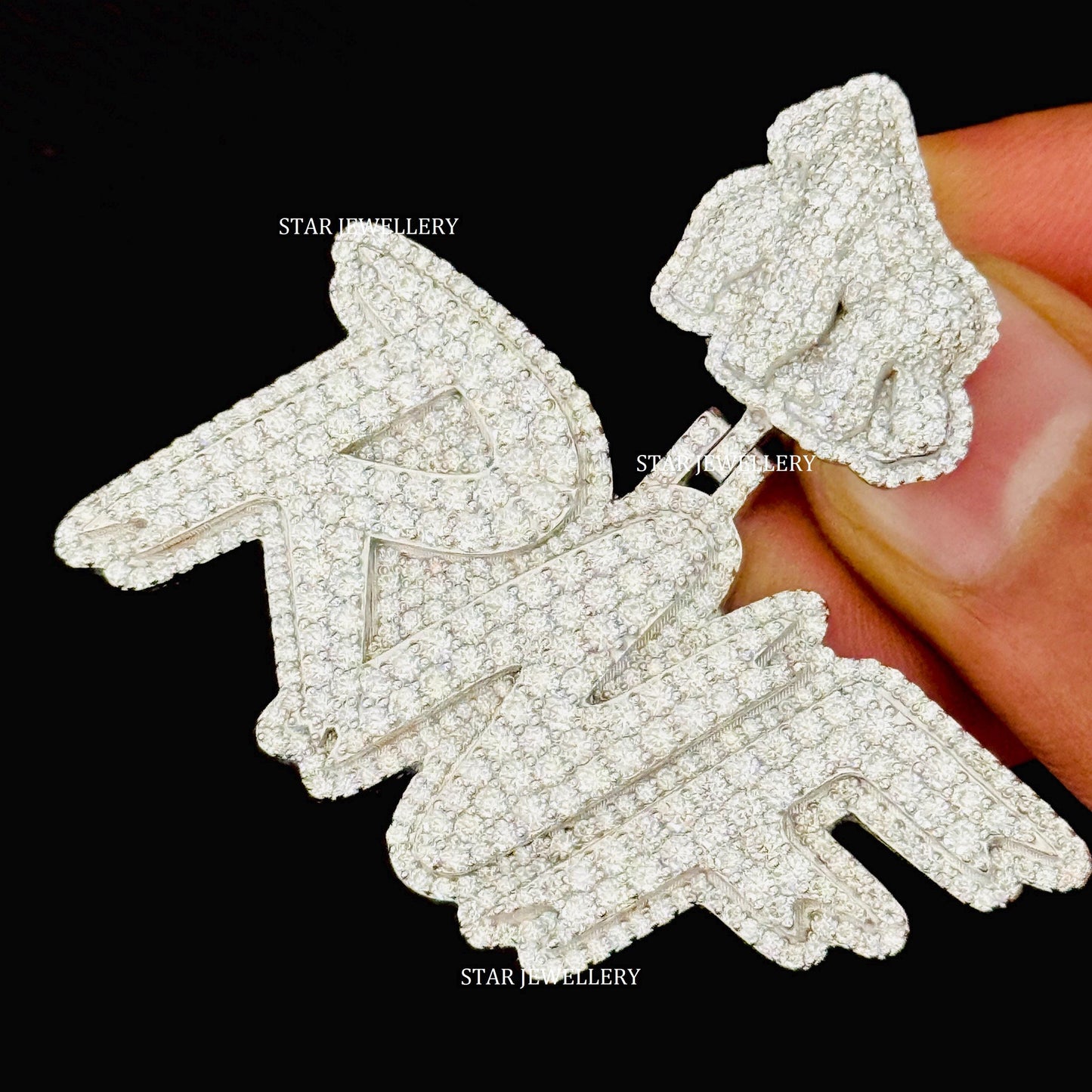 Custom Letter VVS Moissanite Pendant with Custom APE bail