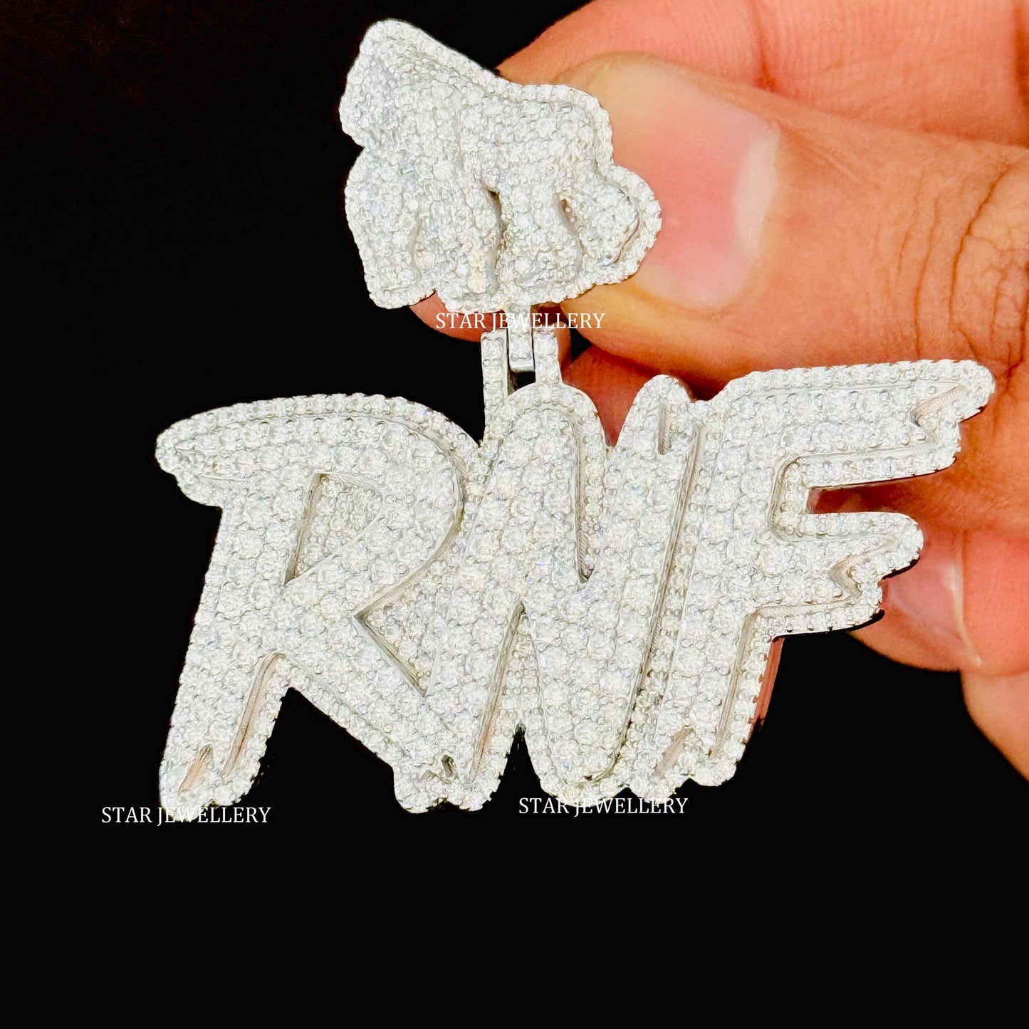 Custom Letter VVS Moissanite Pendant with Custom APE bail