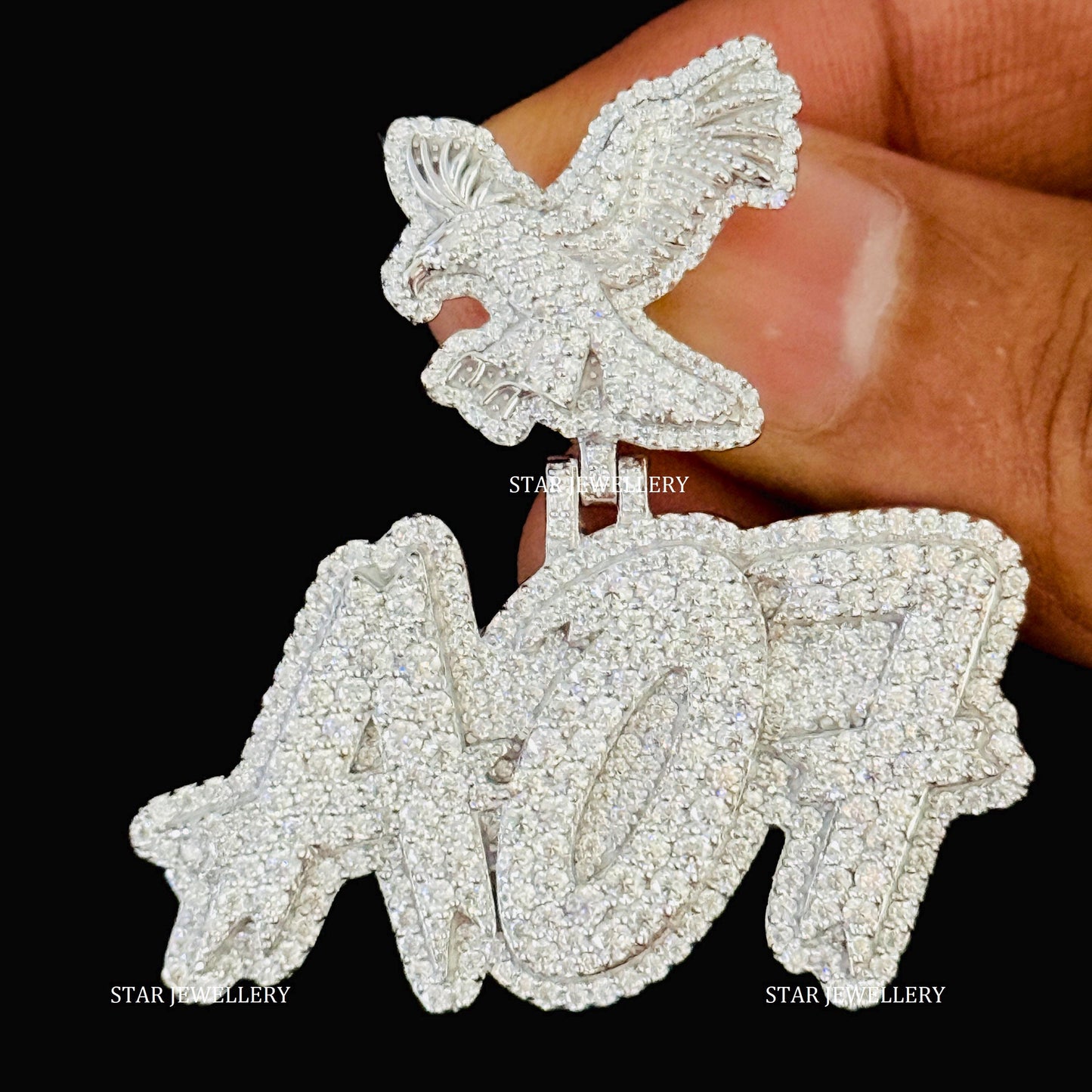 VVS Moissanite Custom Letter Pendant with Eagle Bail