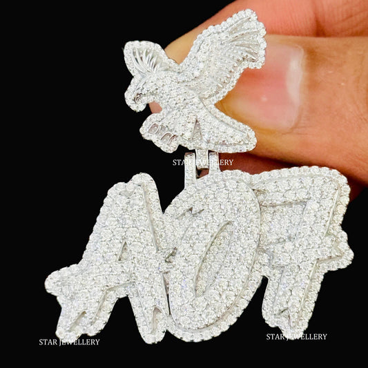 VVS Moissanite Custom Letter Pendant with Eagle Bail