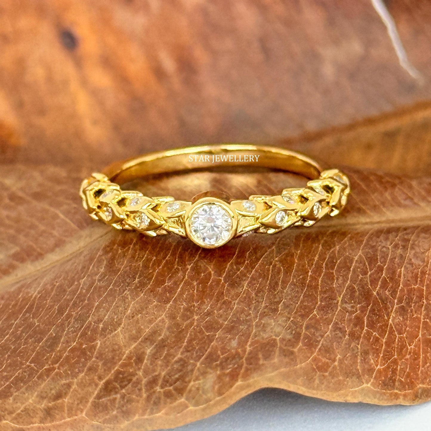 14K Gold Wheat Triticum Dainty Ring