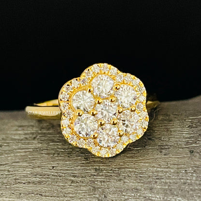 VVS Moissanite Cluster Diamond Halo Ring