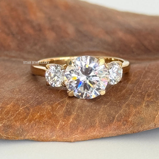 Three Stone MOISSANITE Engagement Ring