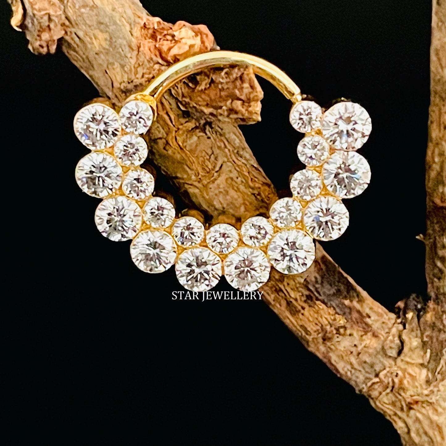 Solid Gold CVD Diamond Apsara Hoop Septum