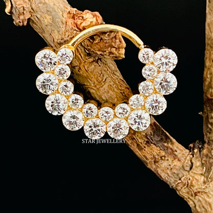 14K Solid Gold Invisible Set Natural Diamond Apsara Hoop Piercing