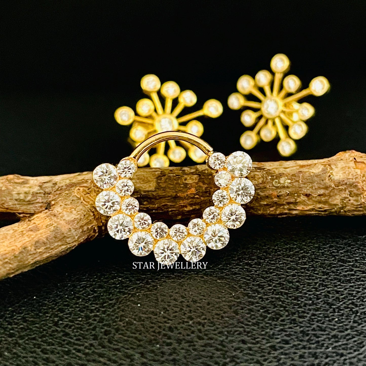 Solid Gold CVD Diamond Apsara Hoop Septum