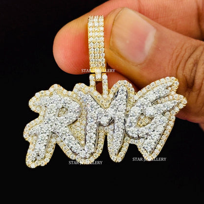 Custom Letter VVS Moissanite  Iced Out Pendant