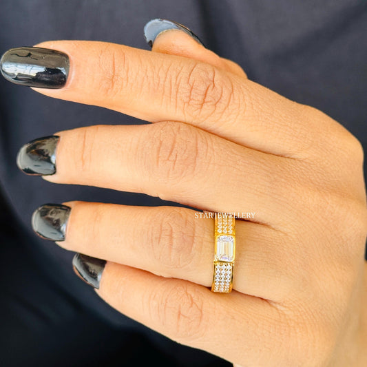 0.50 Ct Emerald Cut Lab Grown Diamond Engagement Ring