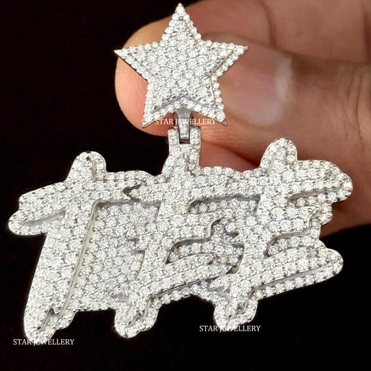 Custom Letter D Color VVS Moissanite Icedout Pendant